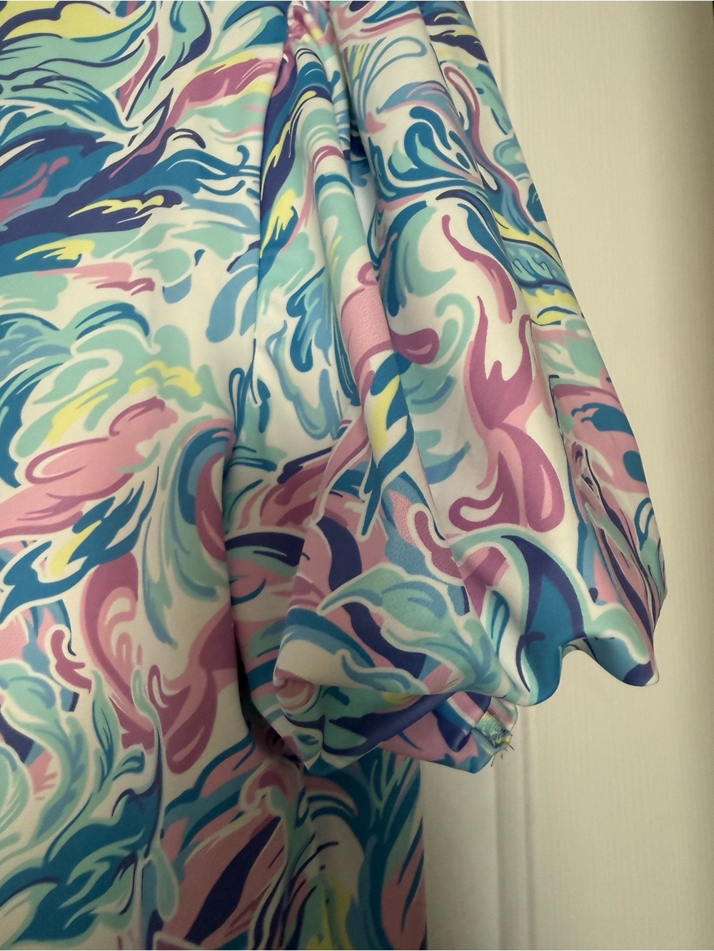 Simply Southern Abstract Swirl Puff Sleeve Ruffle Top XL - Picture 2 of 10